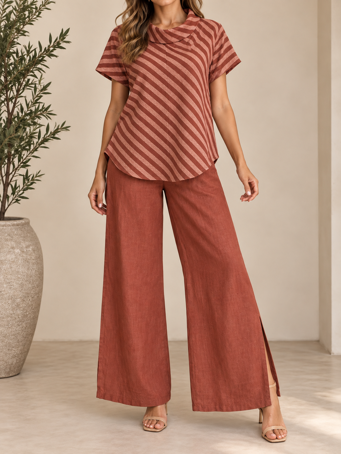 Set de Lino Rayas – Blusa + Pantalón