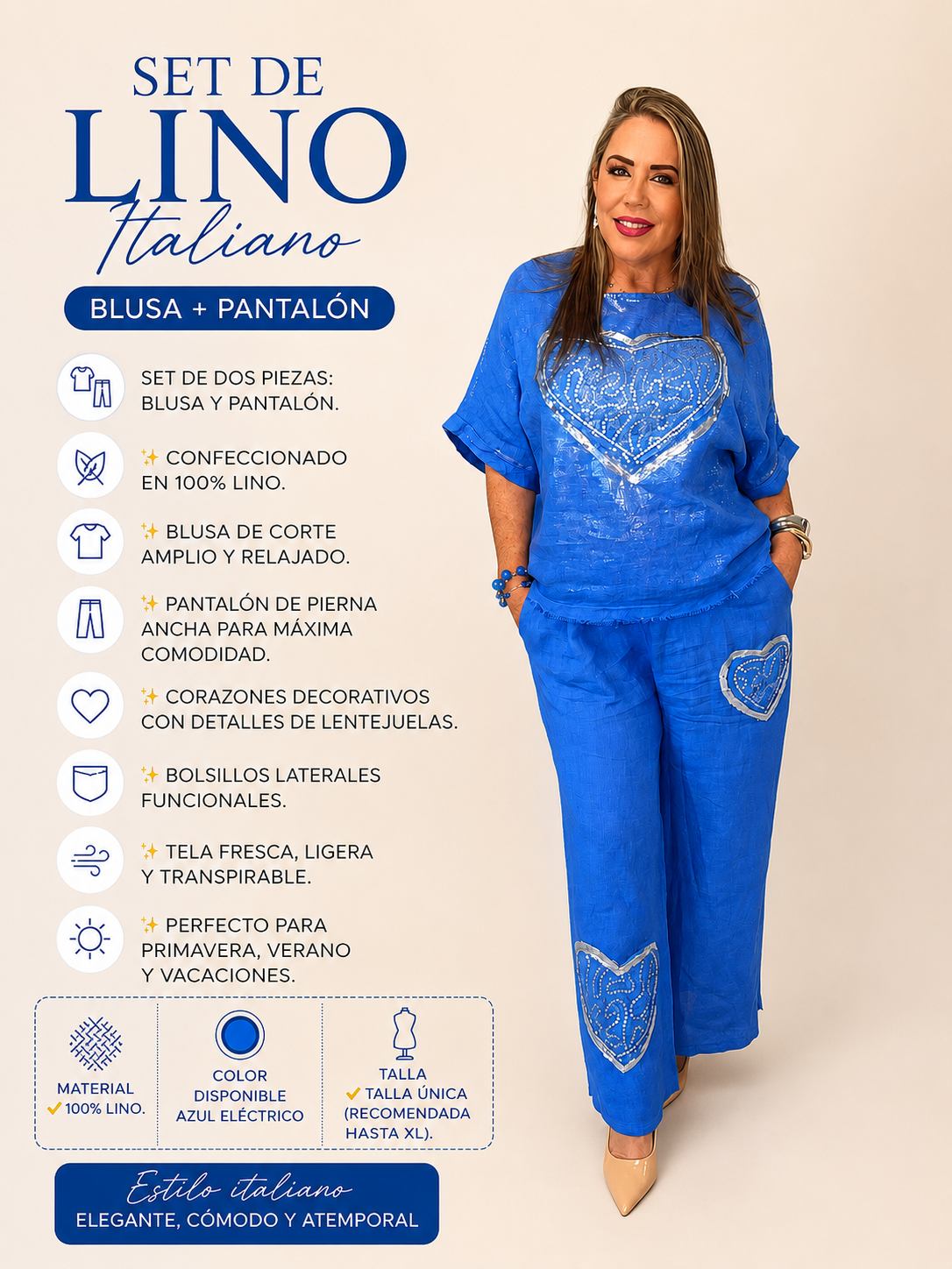 Set Corazón Brillante de Lino
