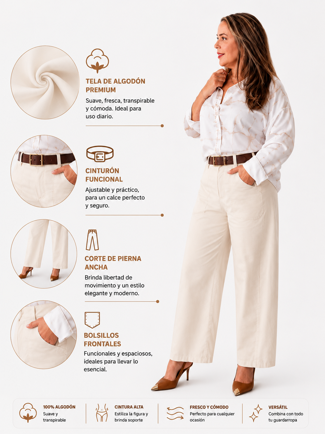 Pantalón Wide Leg de Algodón Premium