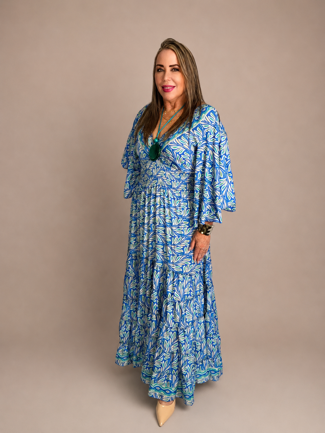 Vestido Maxi de Seda y Viscosa