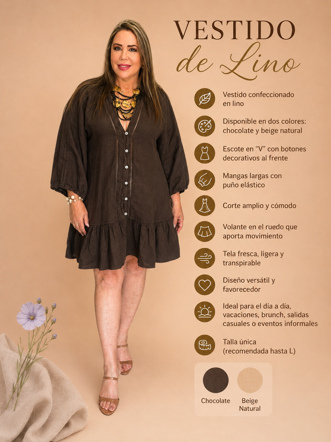 Vestido de Lino con Volantes