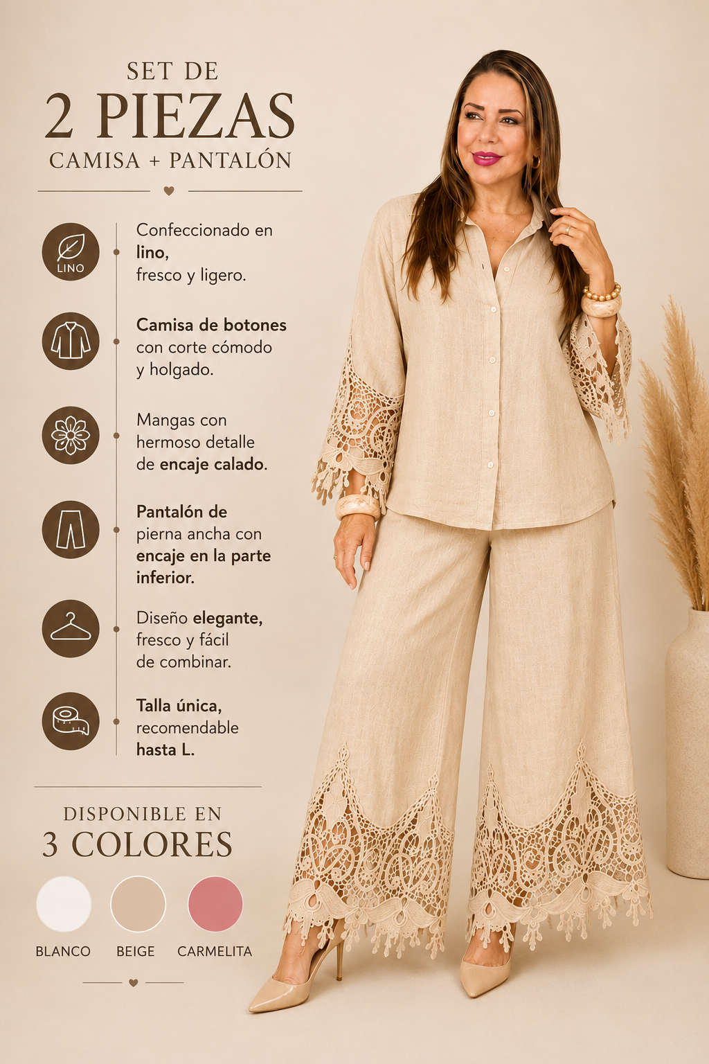 Set de Lino de Dos Piezas con Encaje ✨