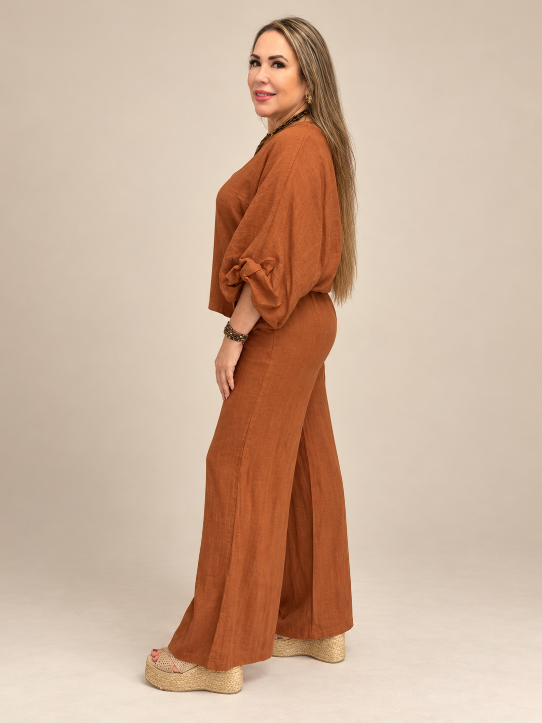 Set de Lino de 2 Piezas – Blusa y Pantalón