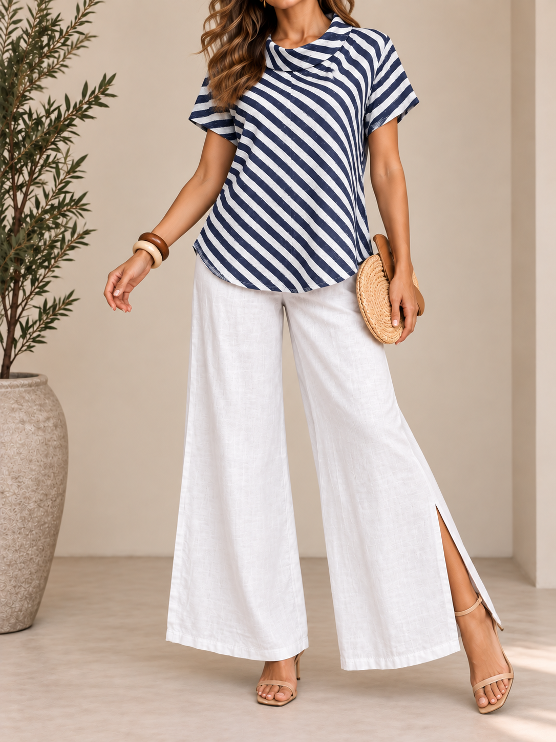 Set de Lino Rayas – Blusa + Pantalón