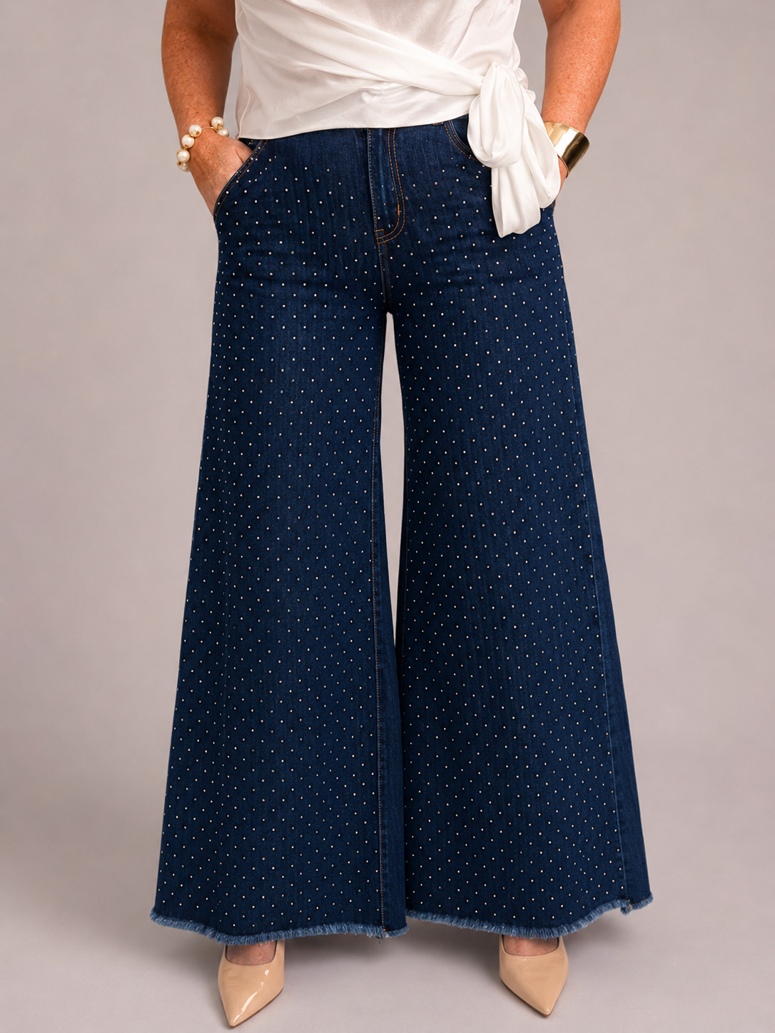 Jean Palazzo Denim Brillo