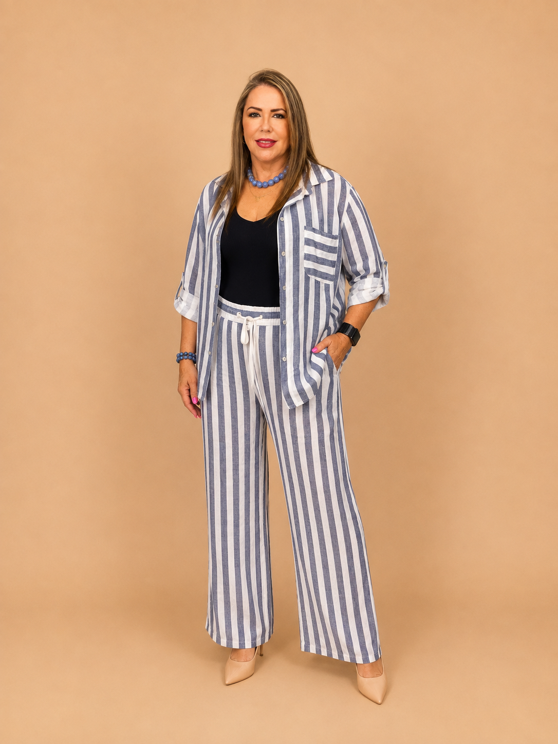 Set de Lino a Rayas Camisa & Pantalón