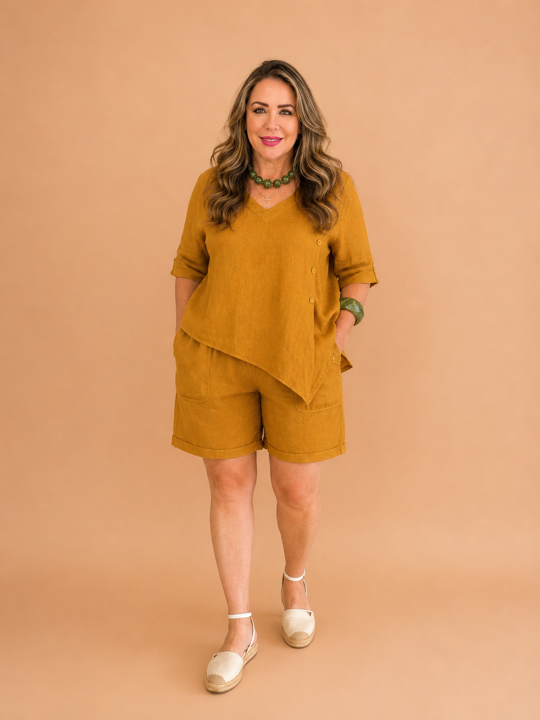 Set de Lino con Short y Blusa Asimétrica
