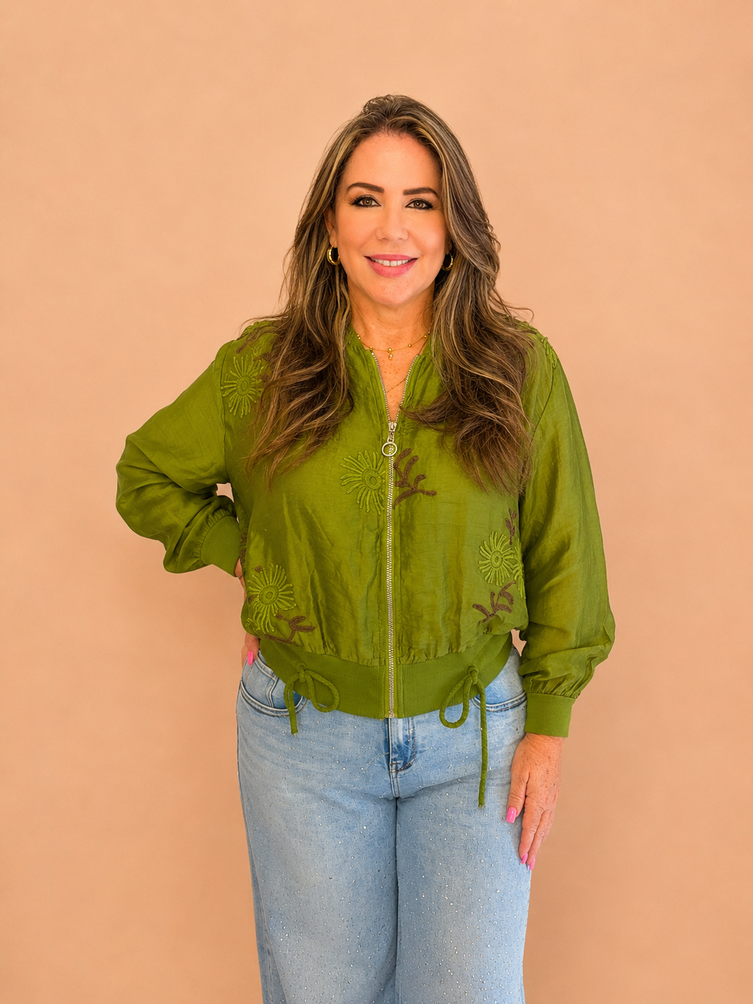 Chaqueta Bomber de Lyocell Bordada