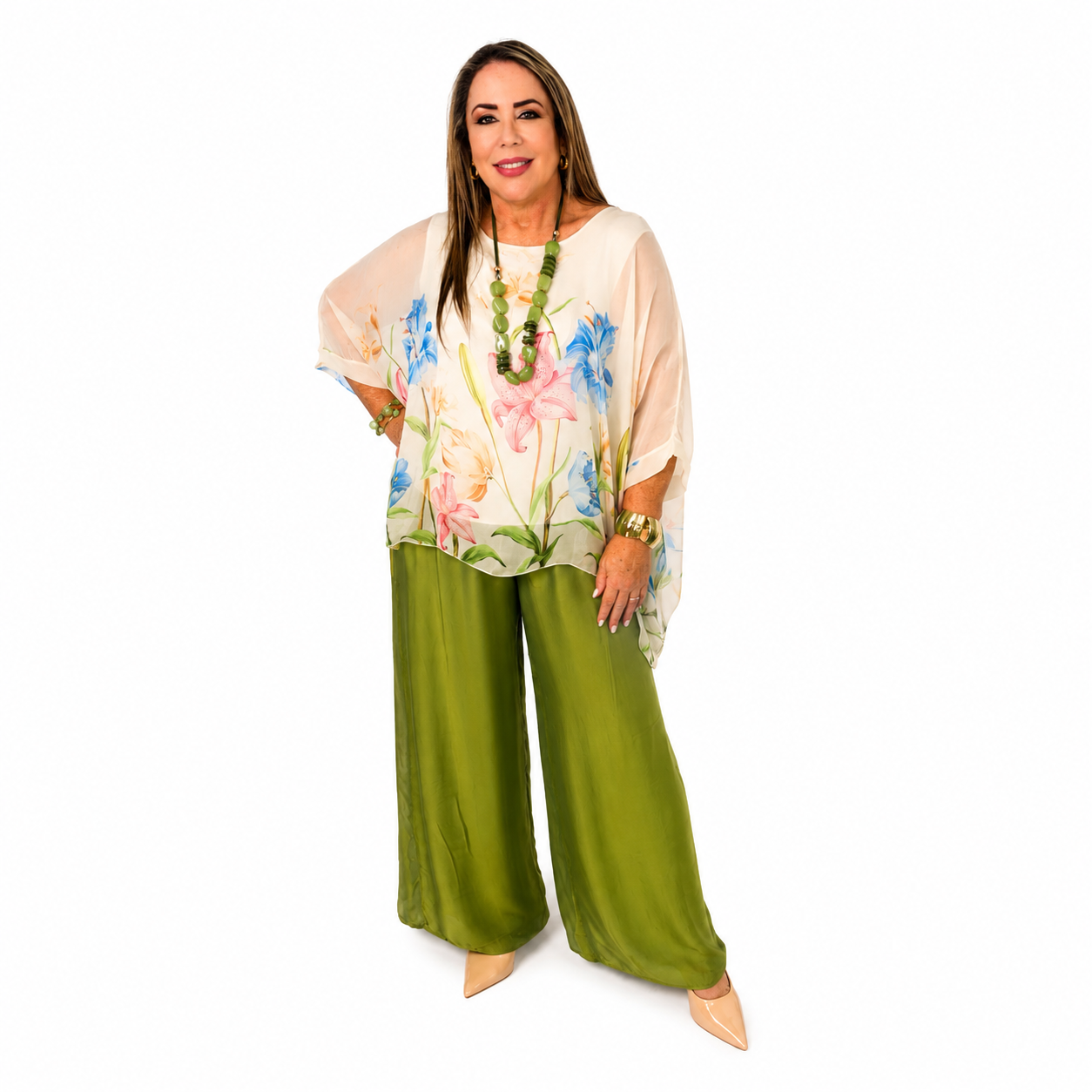 Conjunto Floral Seda Italiana