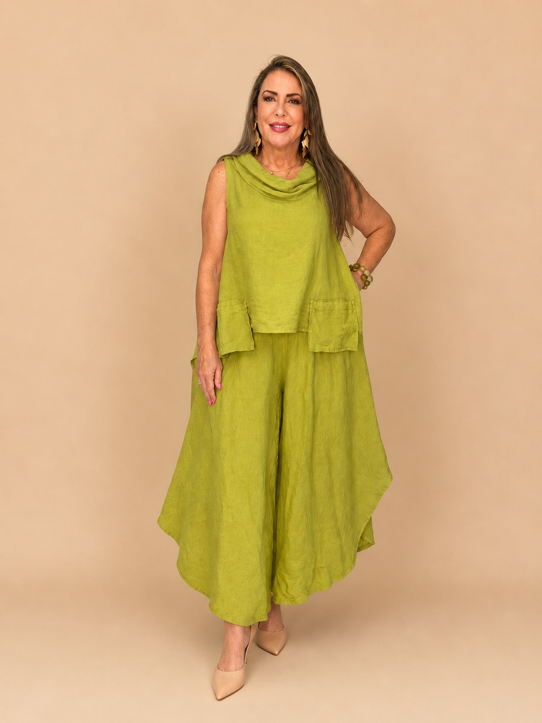 Set de Lino Italiano de Dos Piezas – Blusa + Pantalón