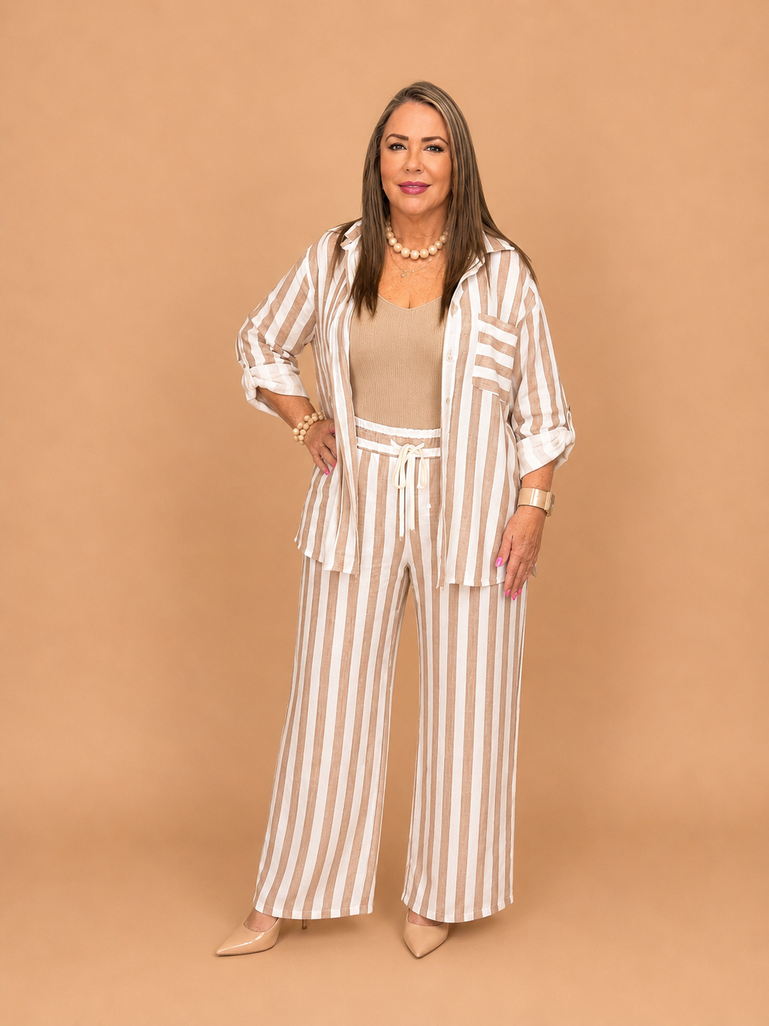 Set de Lino a Rayas Camisa & Pantalón