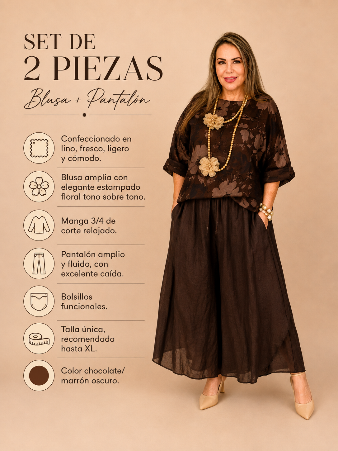 Set de Lino Italiano de Dos Piezas – Blusa + Pantalón