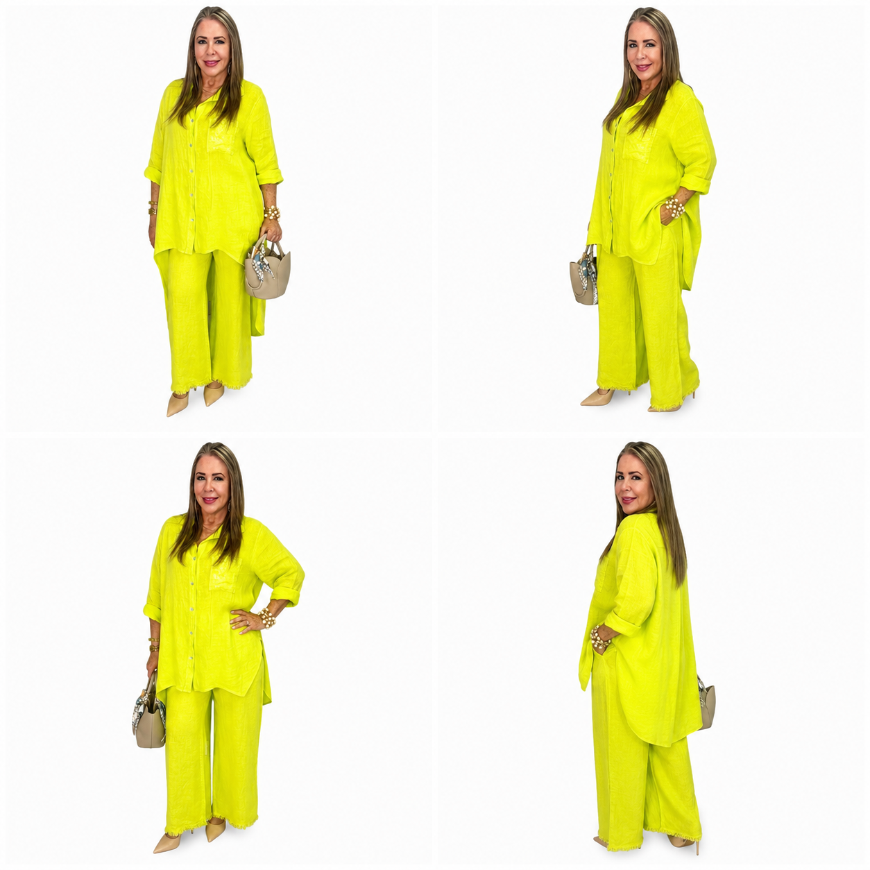 Set en lino color verde lima