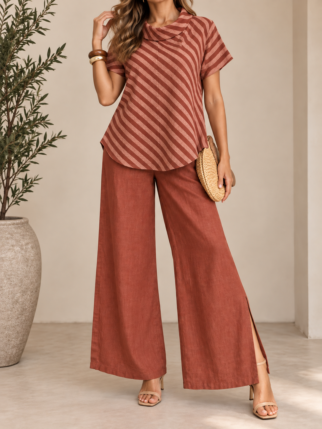 Set de Lino Rayas – Blusa + Pantalón