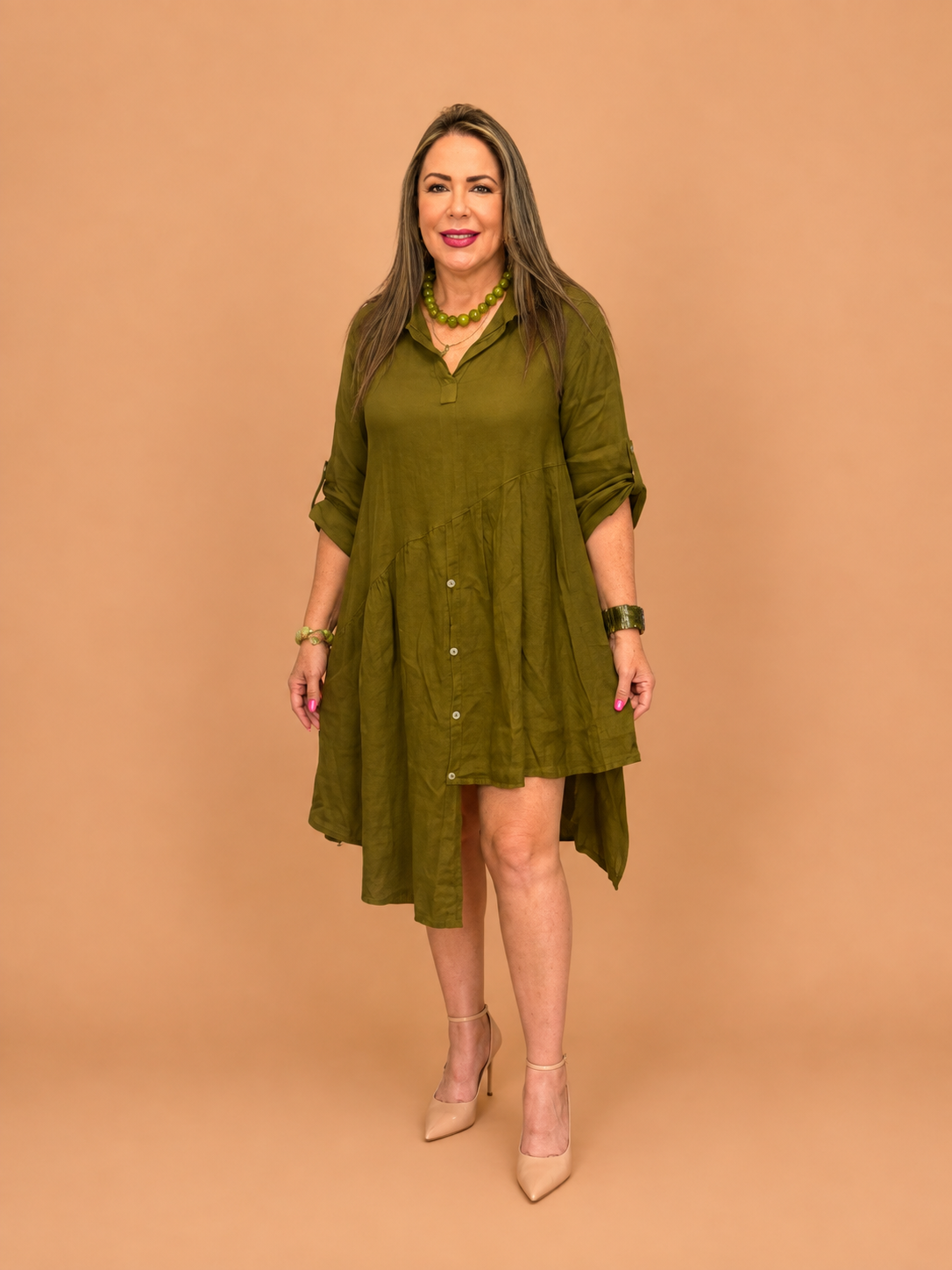 Vestido de Lino Asimétrico Camisero