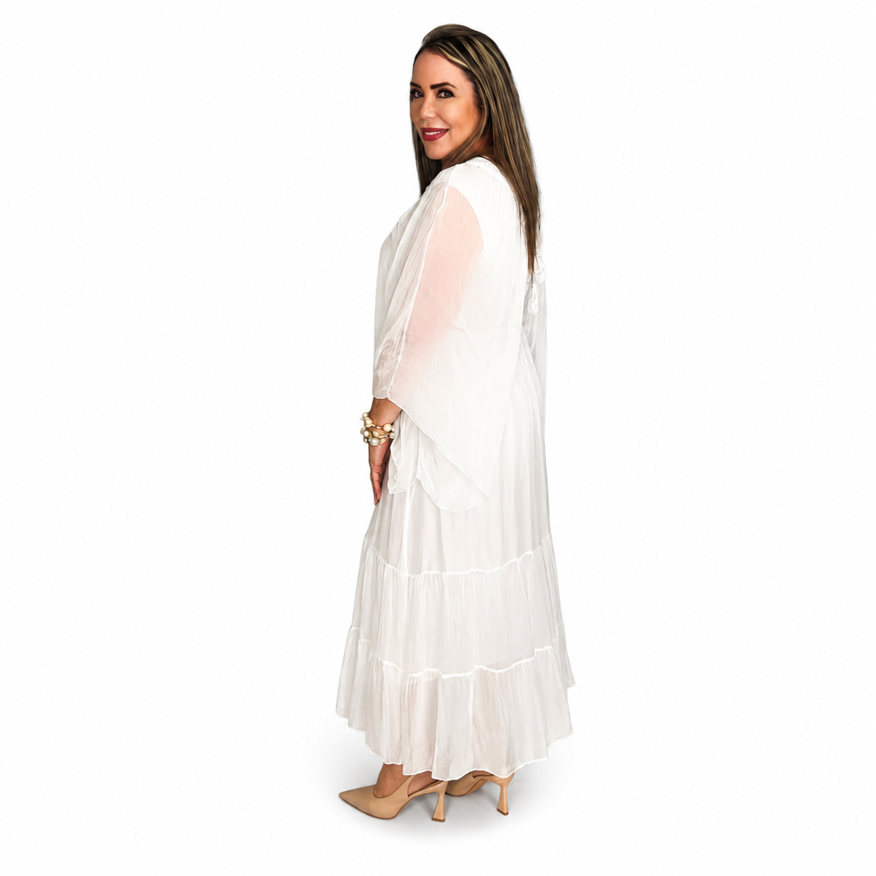 Ivory Elegance Silk & Viscose Dress