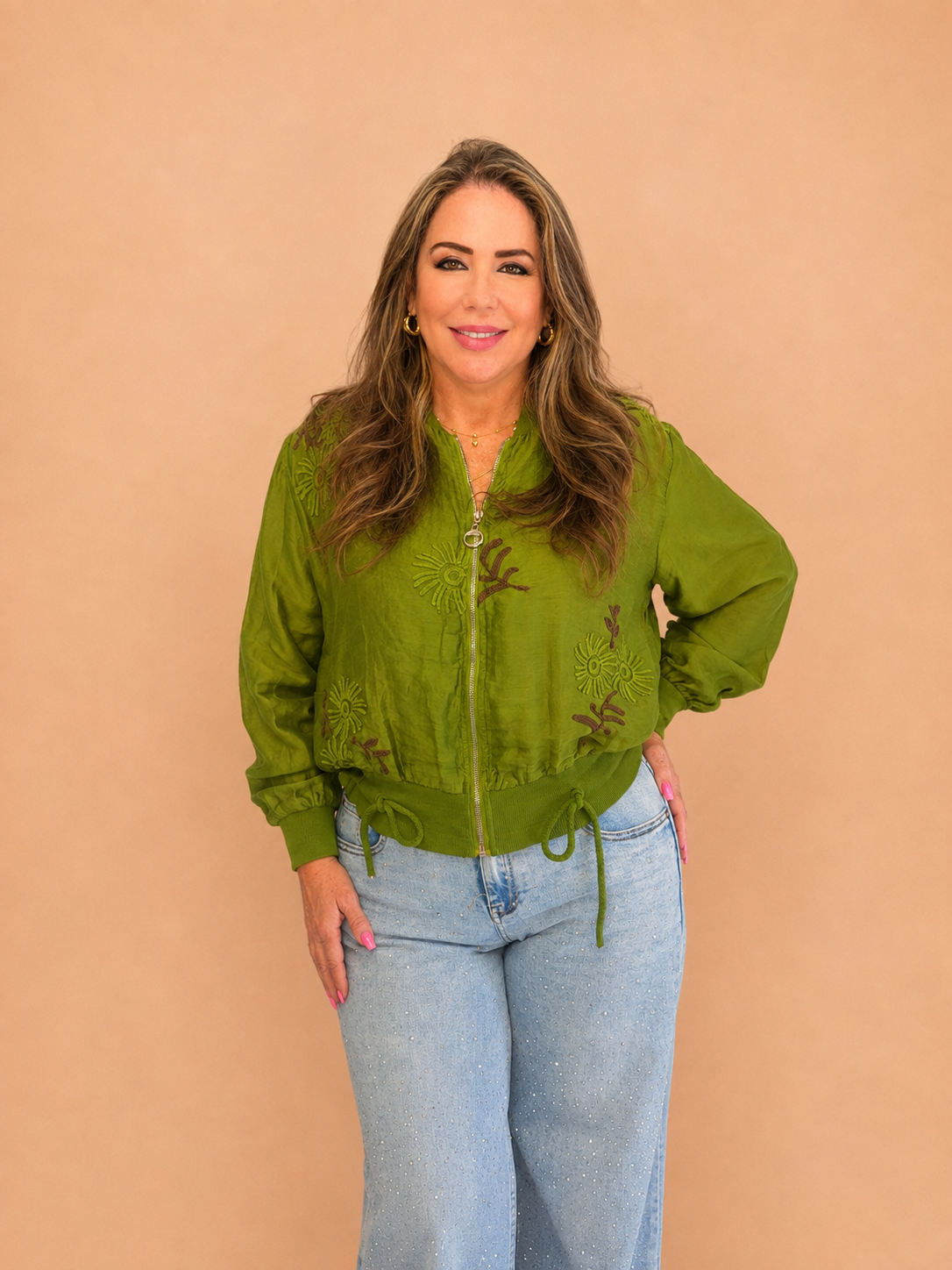 Chaqueta Bomber de Lyocell Bordada