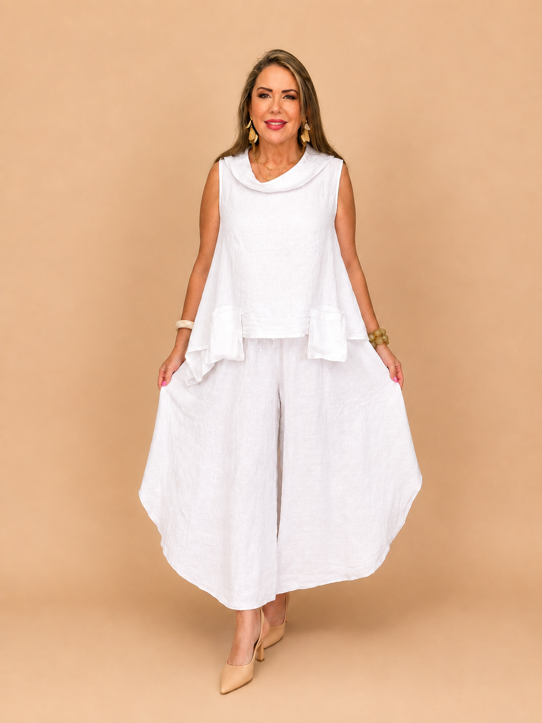 Set de Lino Italiano de Dos Piezas – Blusa + Pantalón