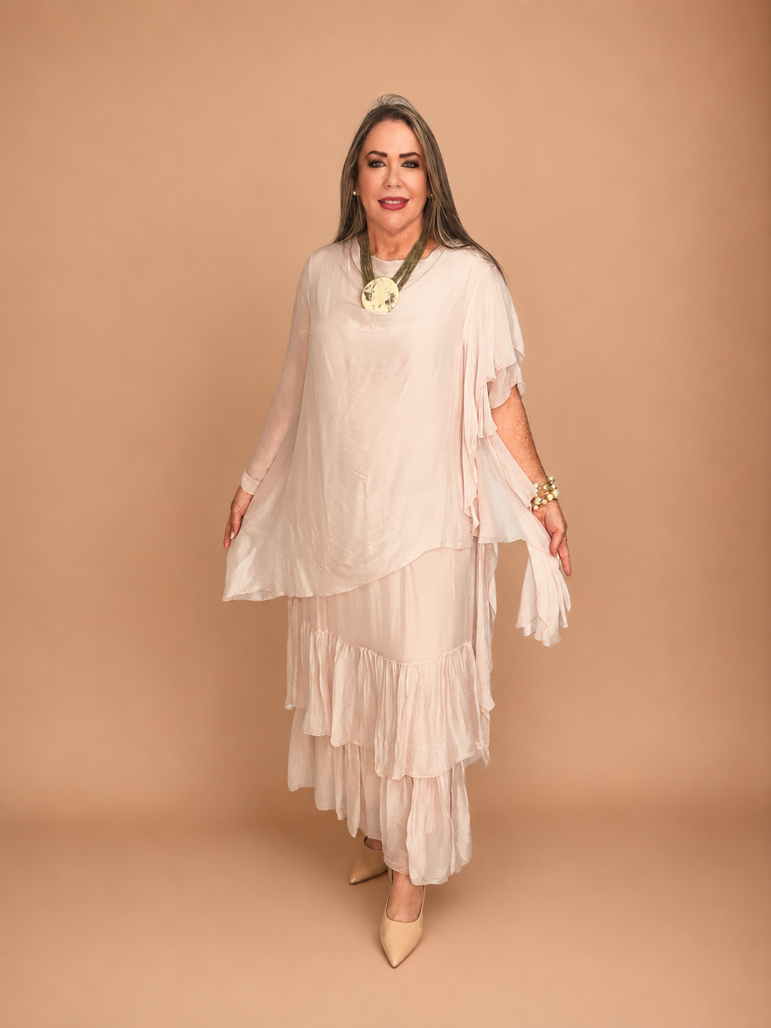 Blush Grace Silk & Viscose Dress