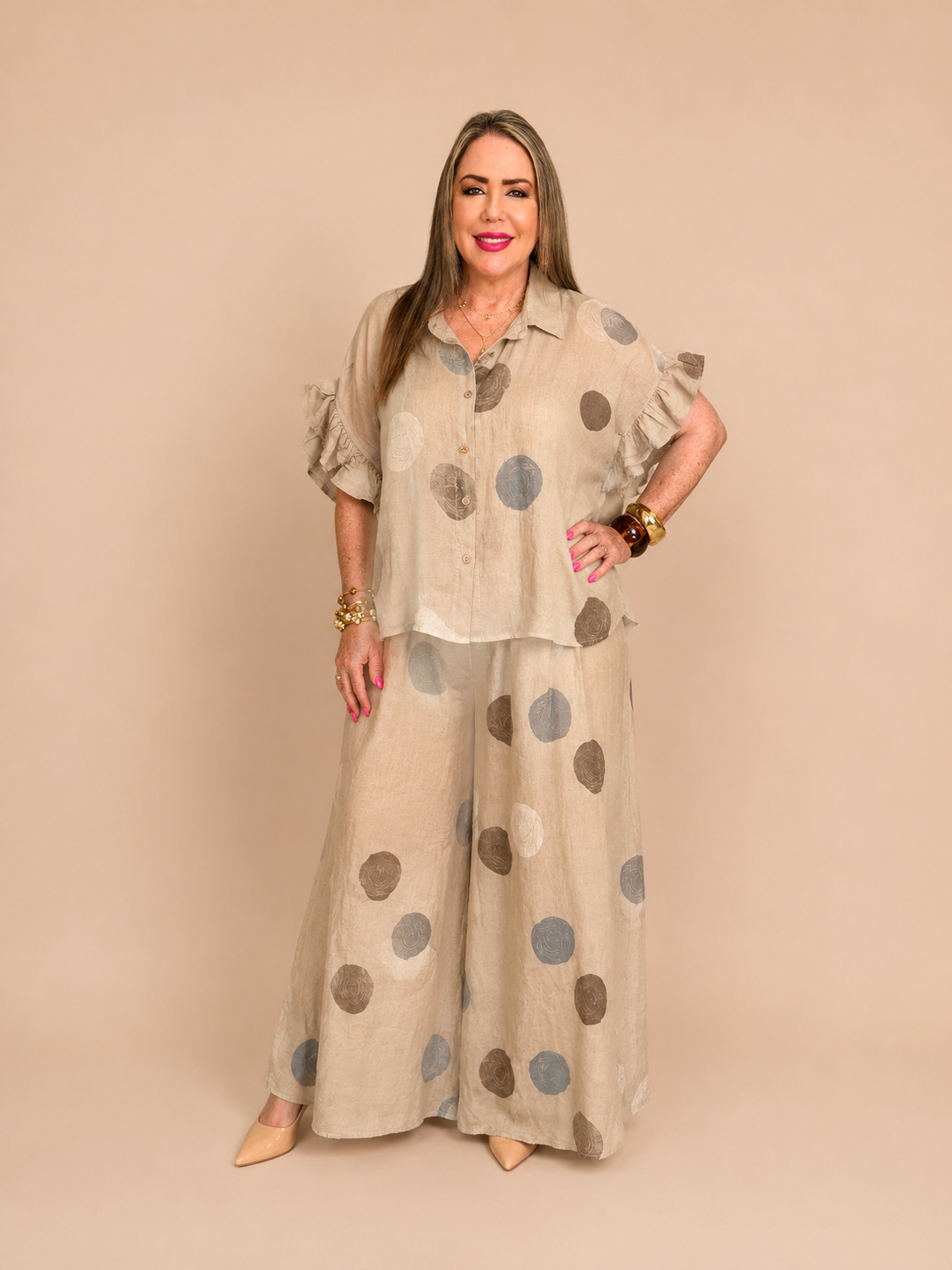 Set de Lino de Dos Piezas – Lunares 🤎✨