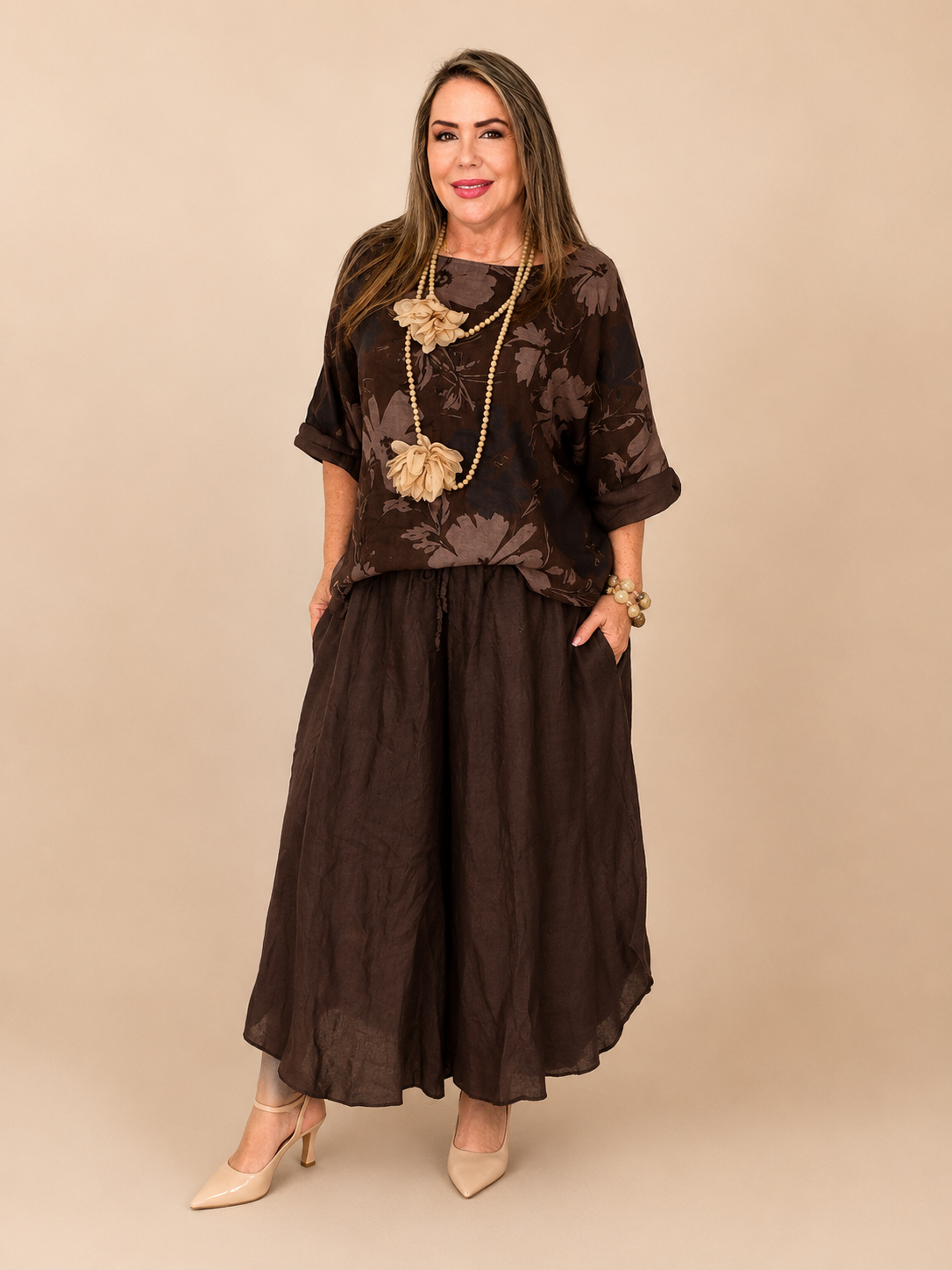 Set de Lino Italiano de Dos Piezas – Blusa + Pantalón