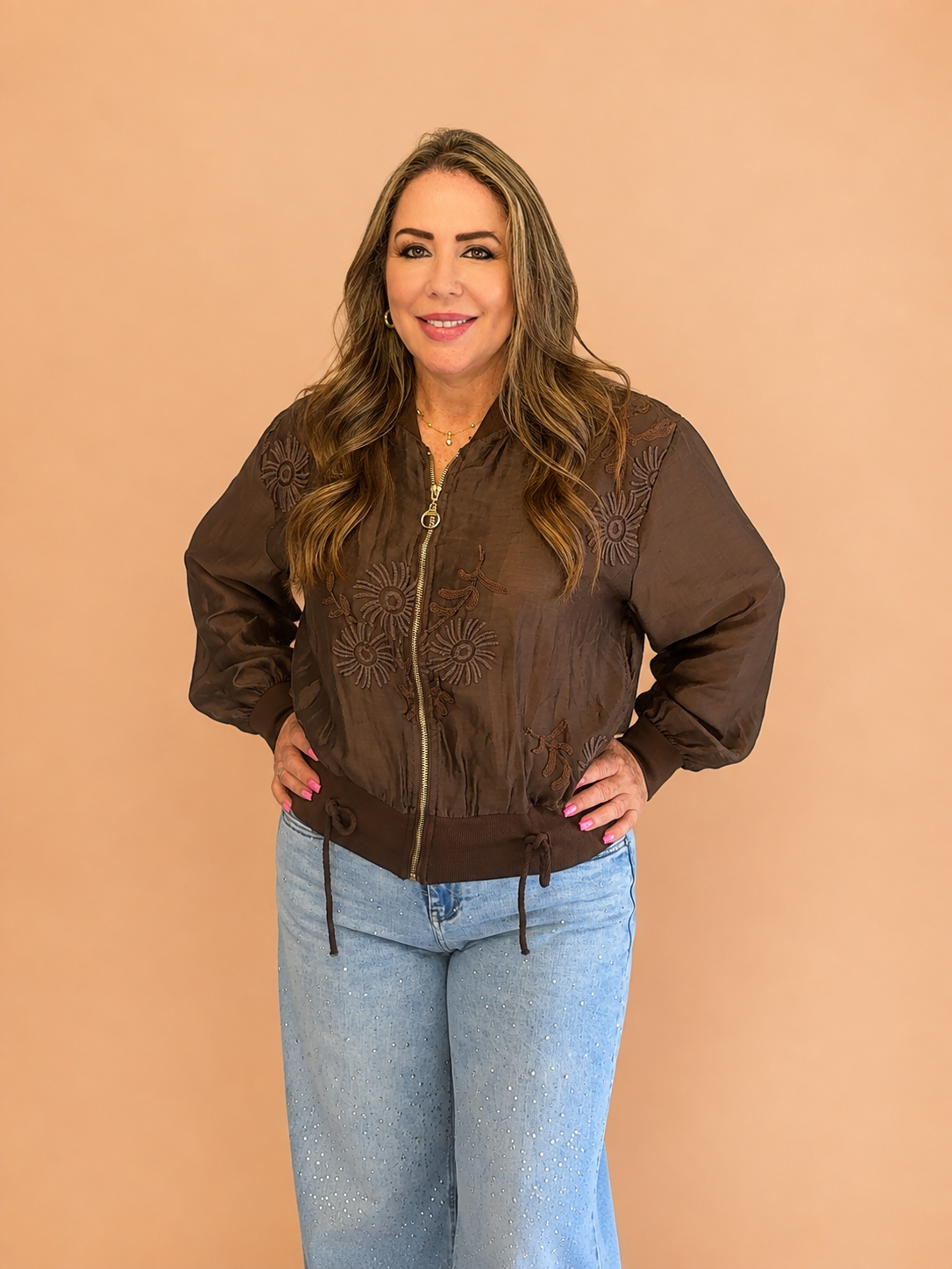 Chaqueta Bomber de Lyocell Bordada