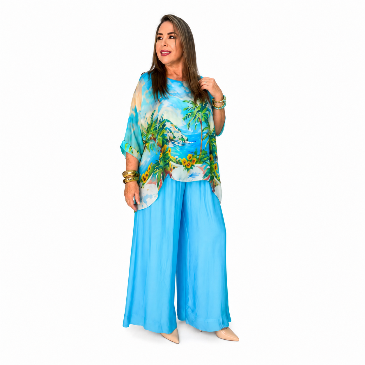 Conjunto Palazzo Tropical Azul