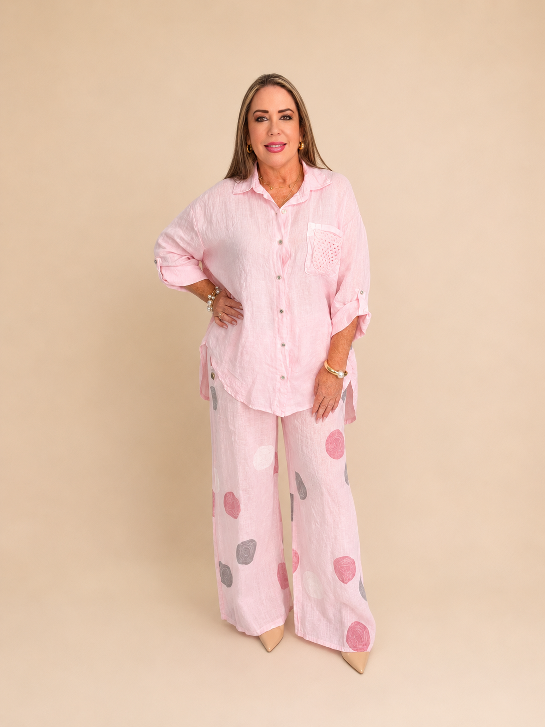 Set de Lino Rosa Primavera