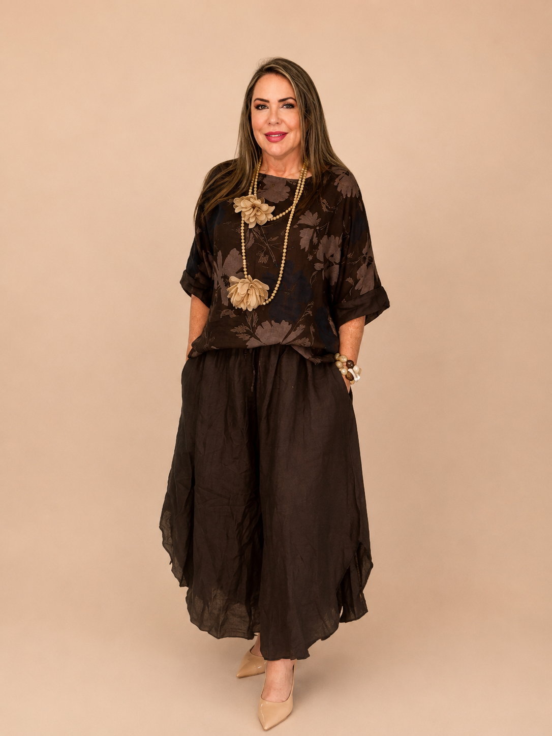 Set de Lino Italiano de Dos Piezas – Blusa + Pantalón