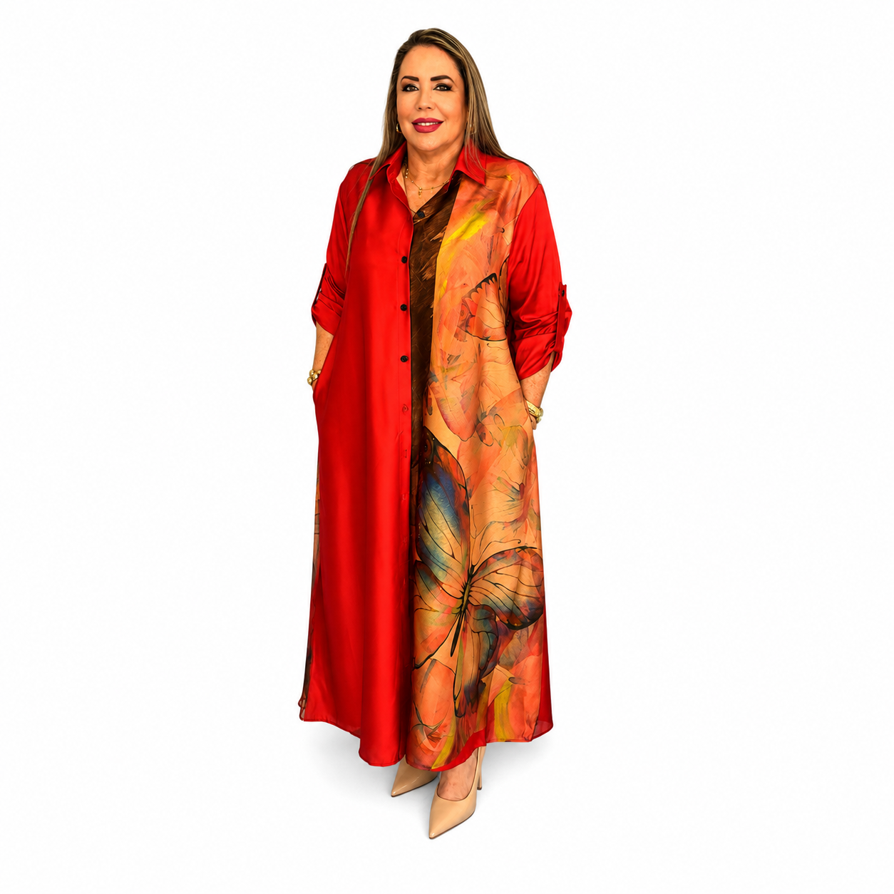 Conjunto rojo de seda