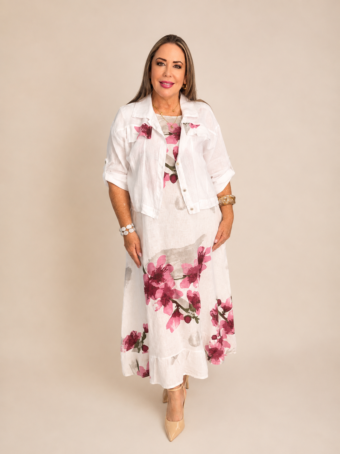 Vestido de Lino Italiano con Chaqueta – 2 Piezas