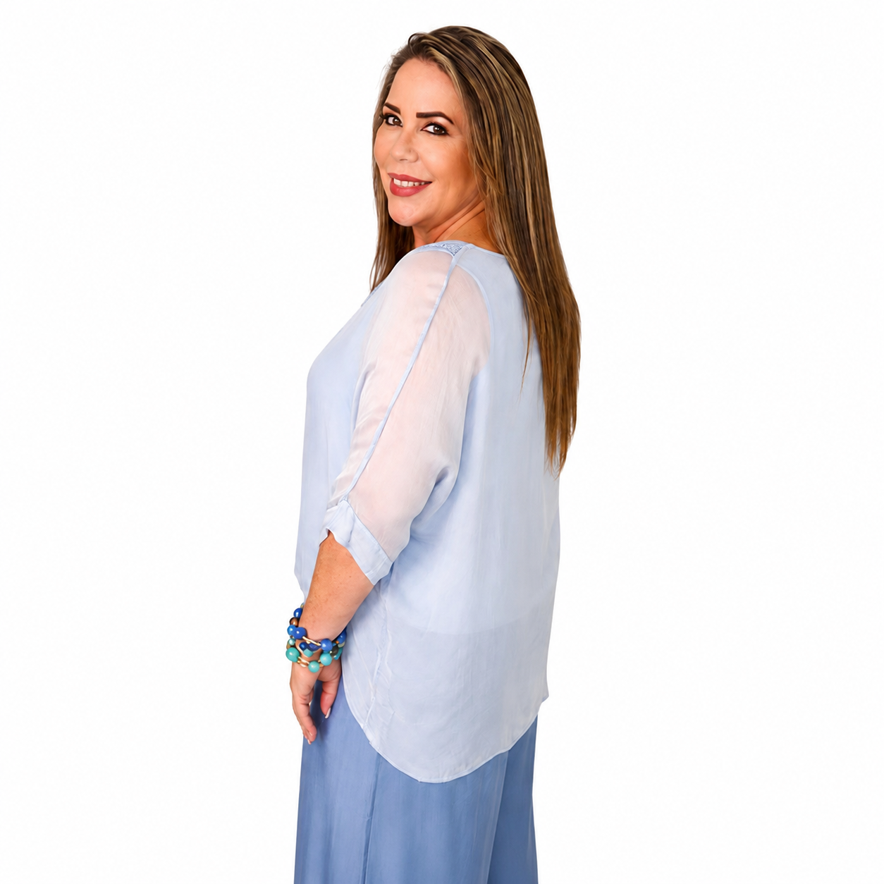 Blusa Celeste Elegancia