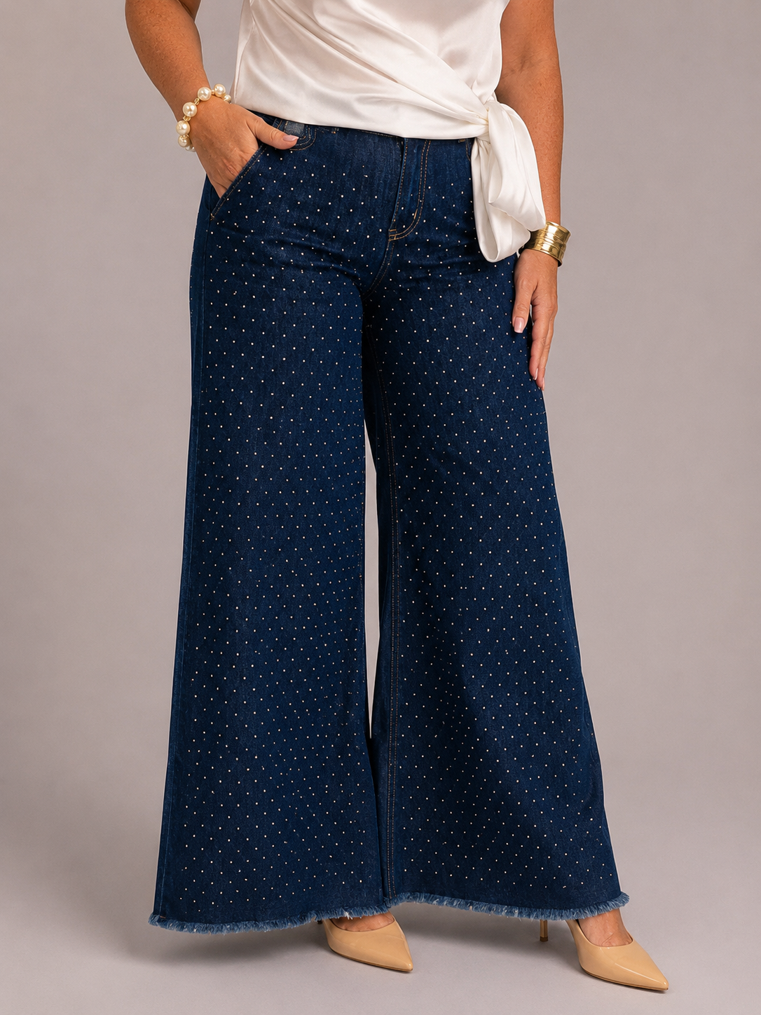 Jean Palazzo Denim Brillo