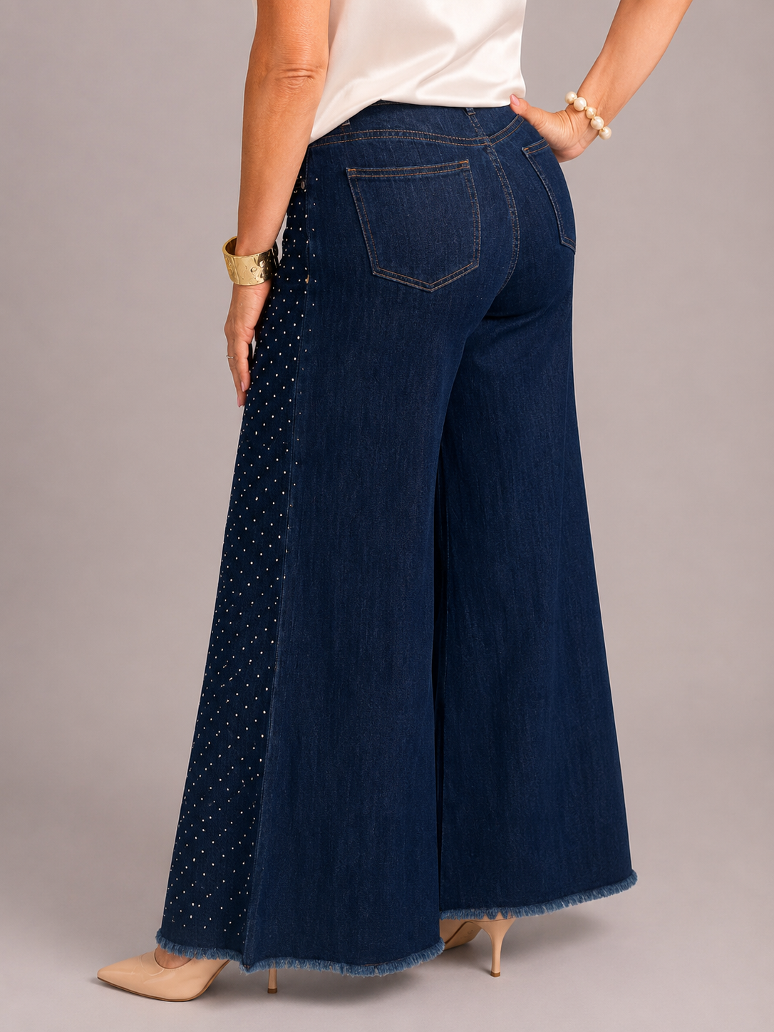 Jean Palazzo Denim Brillo