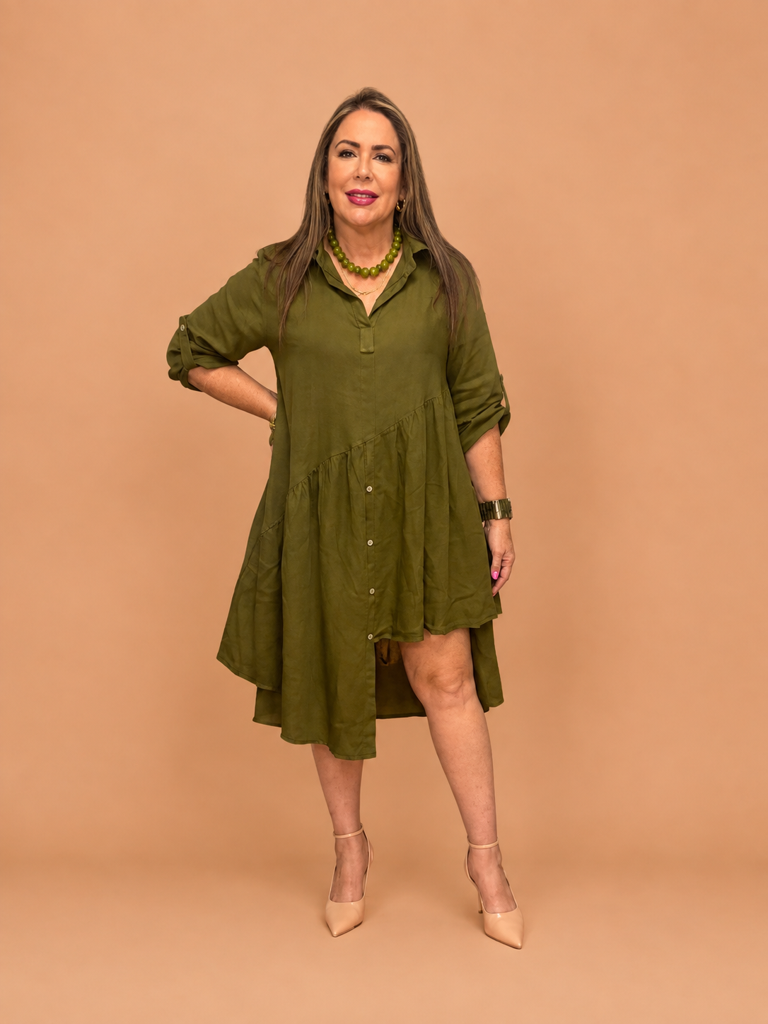 Vestido de Lino Asimétrico Camisero