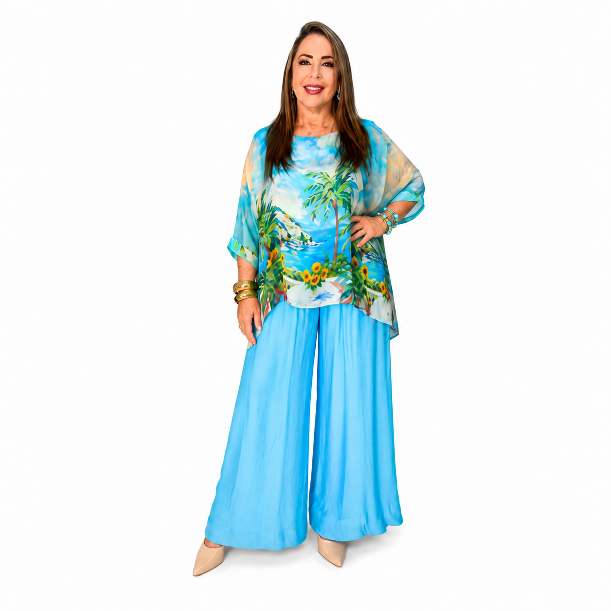 Conjunto Palazzo Tropical Azul