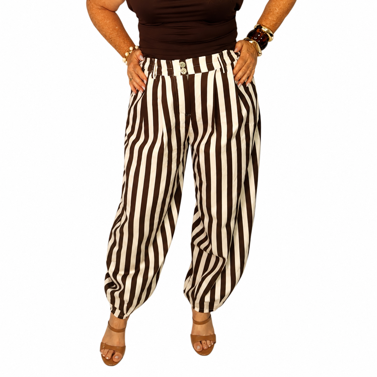 Pantalón Rayas Café y Beige
