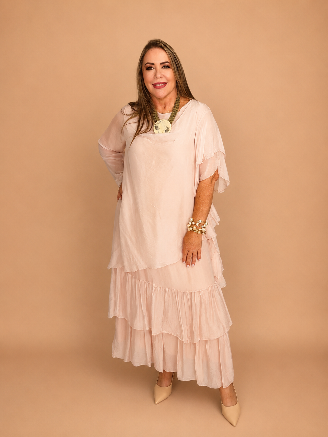 Blush Grace Silk & Viscose Dress