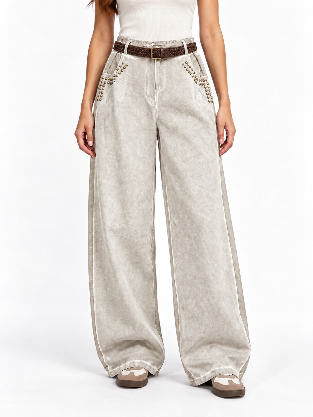 Pantalón de Algodón con Tachuelas