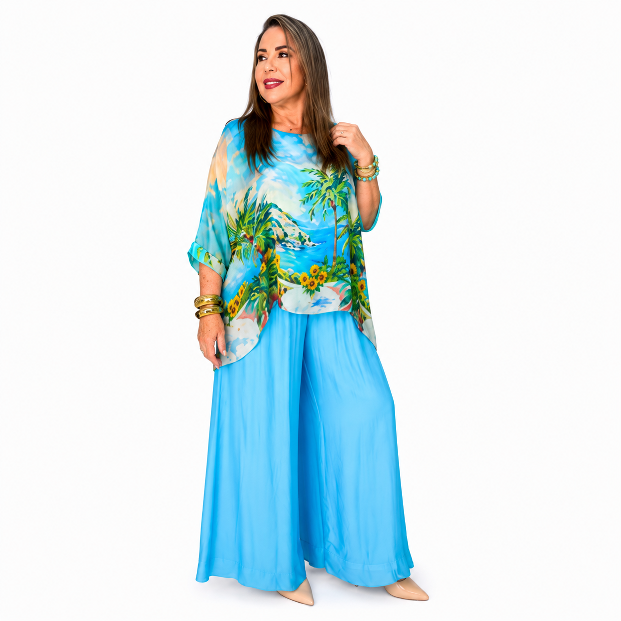 Conjunto Palazzo Tropical Azul