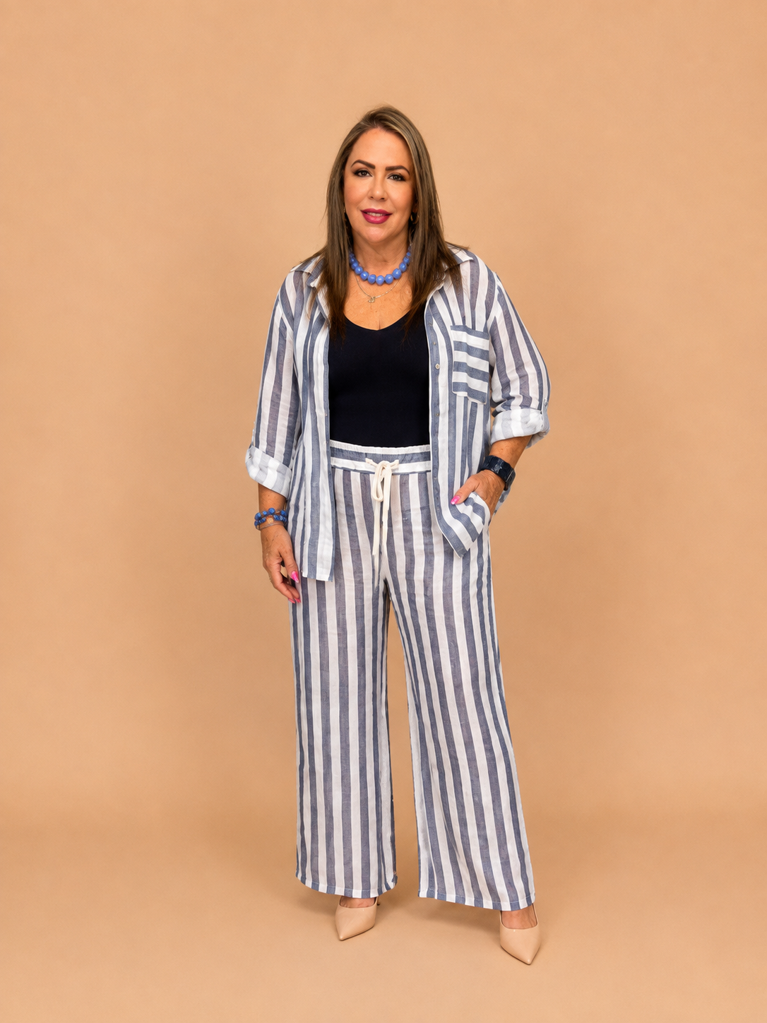Set de Lino a Rayas Camisa & Pantalón