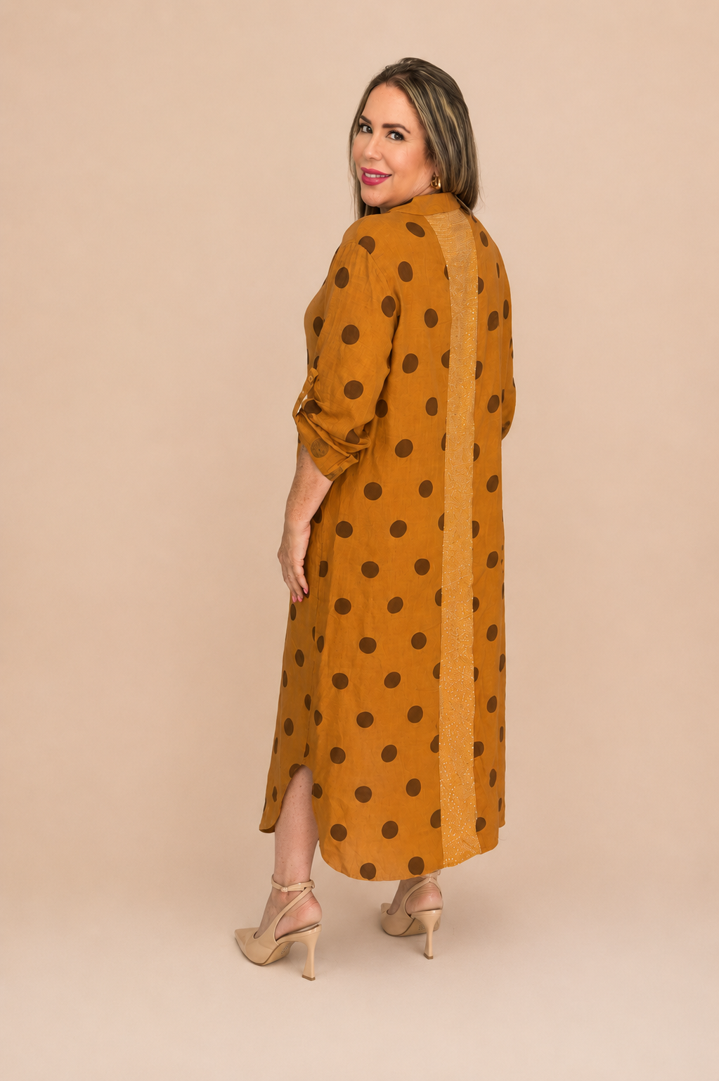 Vestido camisero de lino estampado
