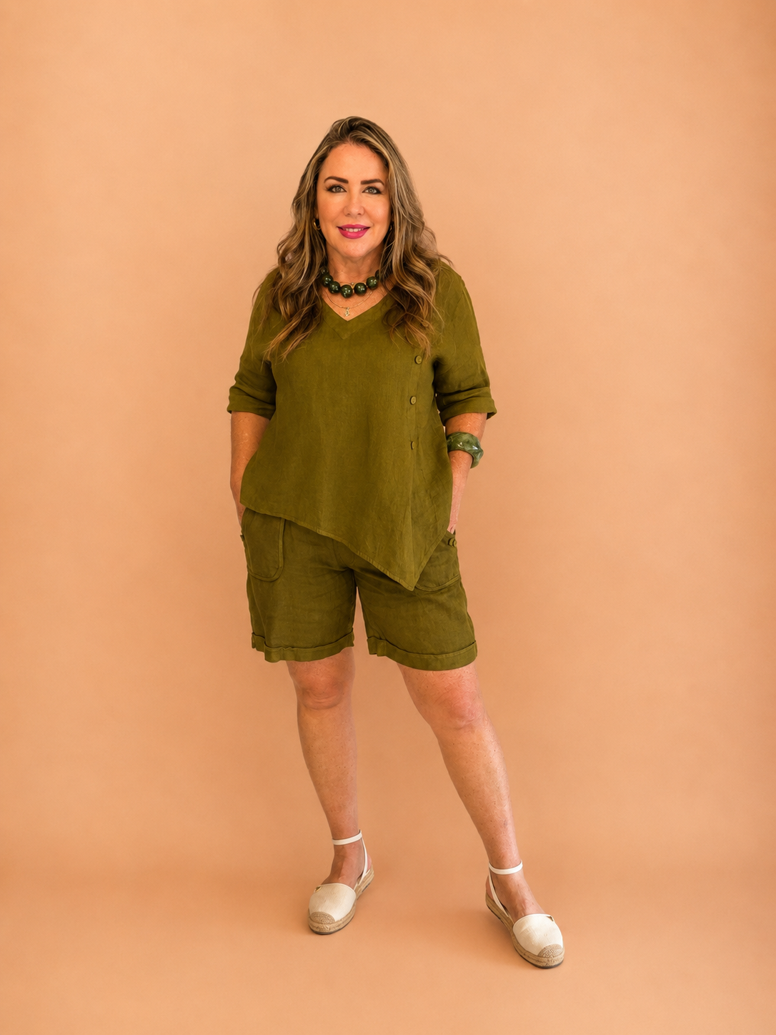 Set de Lino con Short y Blusa Asimétrica