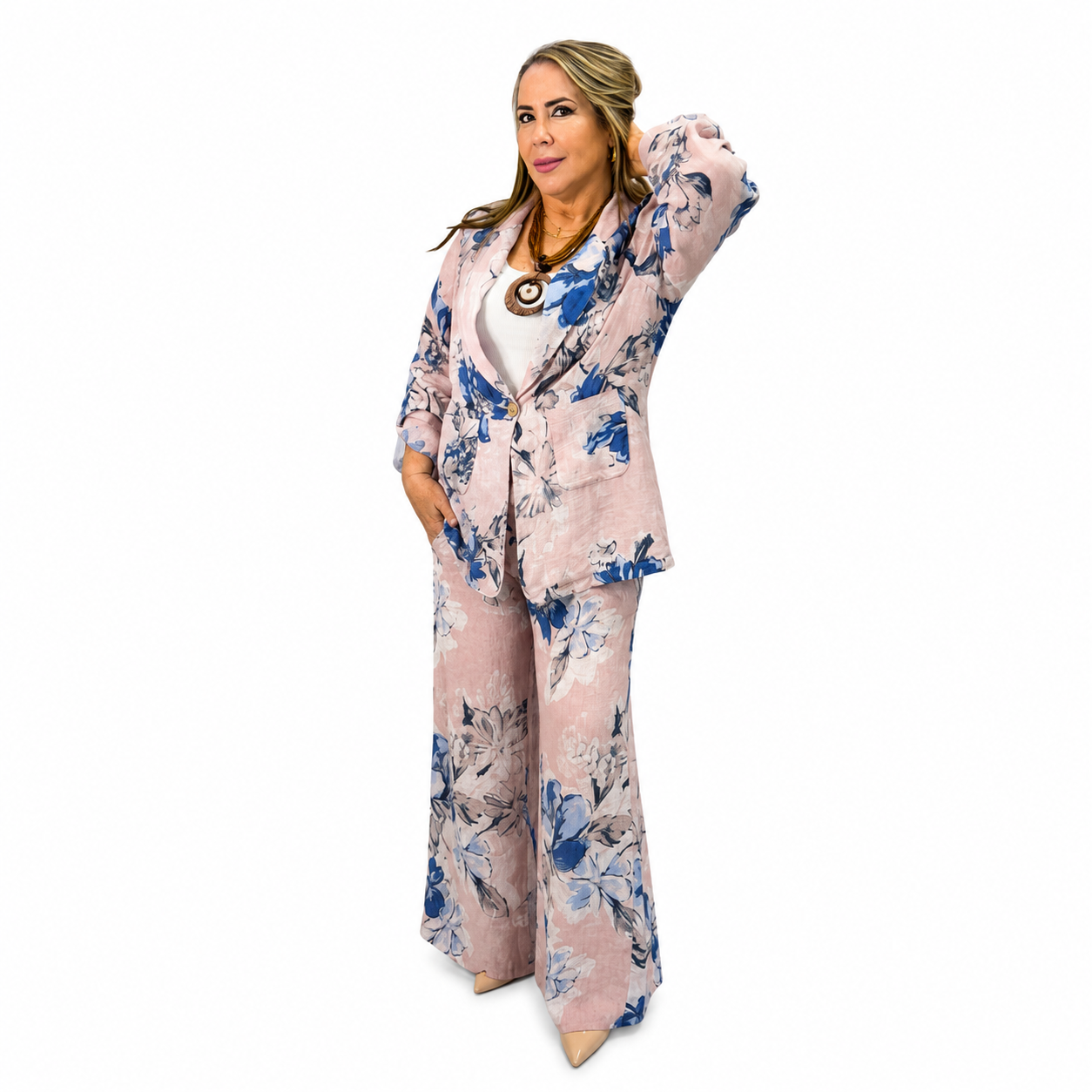 Set de Lino Floral Rosa