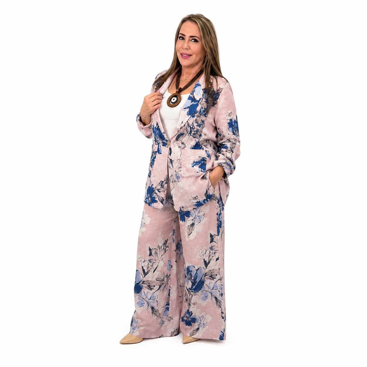 Set de Lino Floral Rosa
