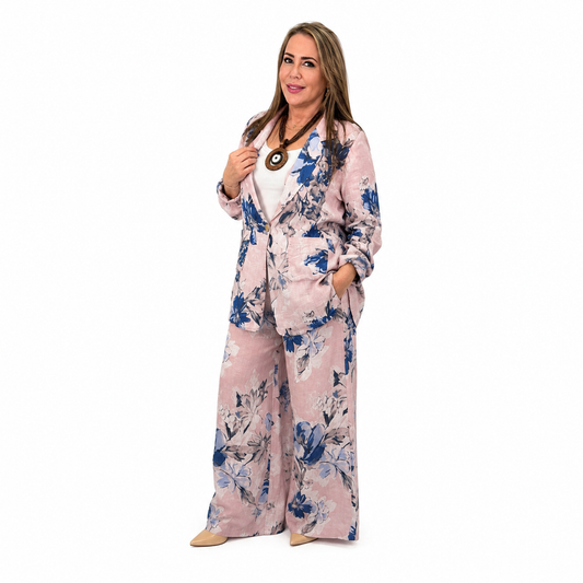 Set de Lino Floral Rosa