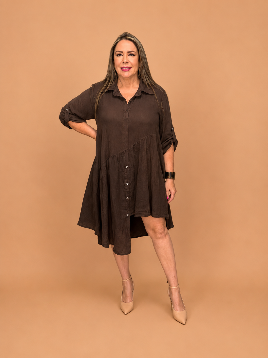 Vestido de Lino Asimétrico Camisero