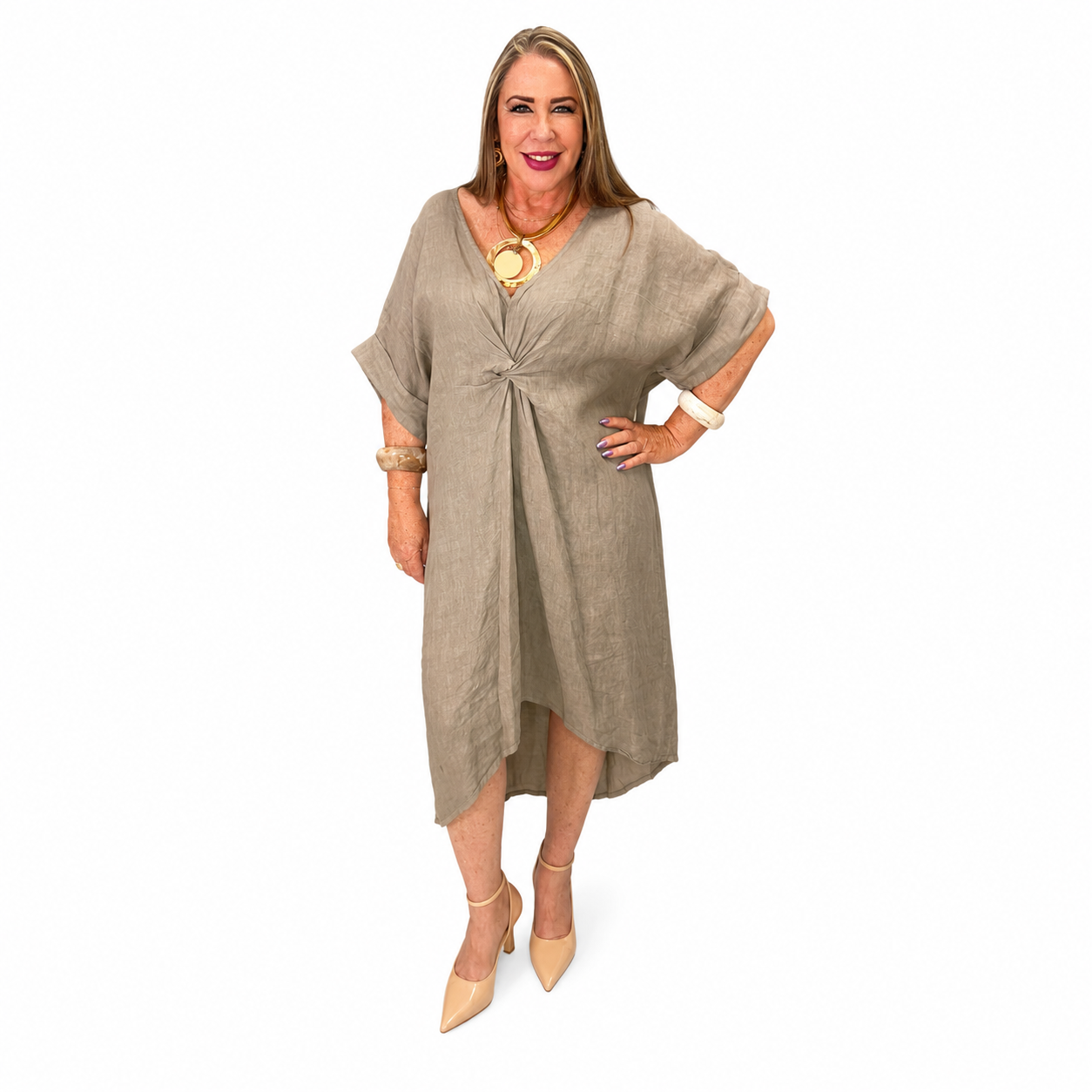 Vestido de Lino con nudo central