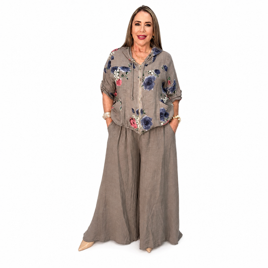 Set chaqueta de cierre y  pantalón palazzo