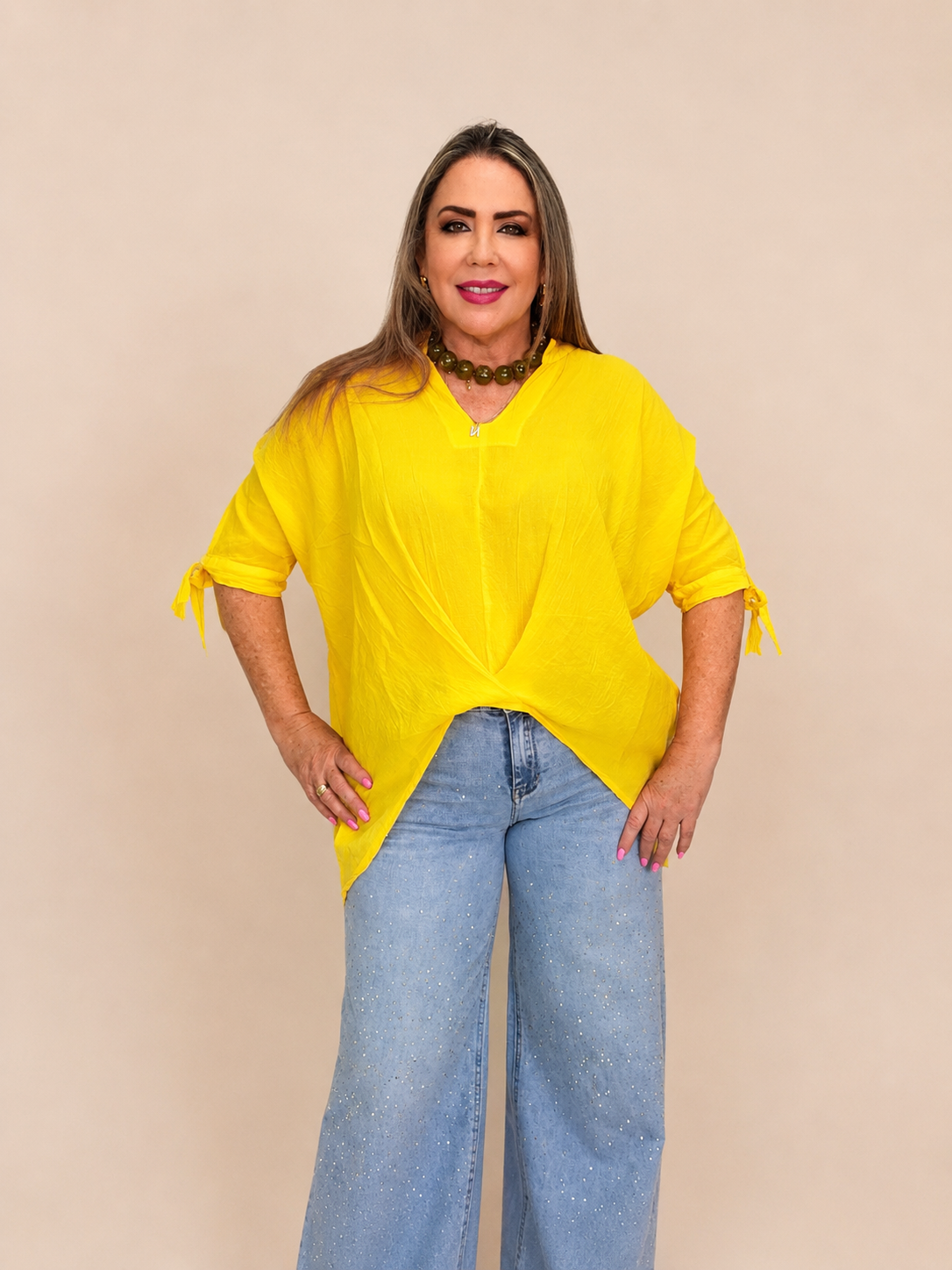 Blusa de Algodón con Collar Incluido